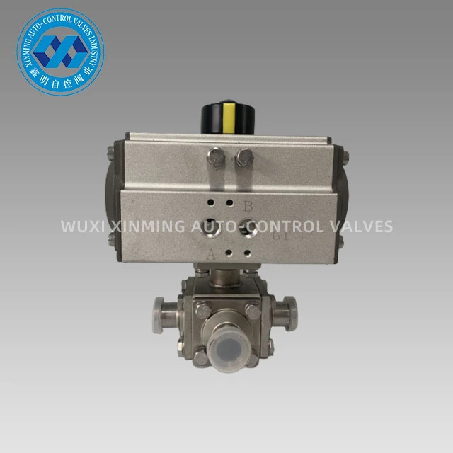Pneumatic Actuator Tri-clamp Three Way Ball Valve (2)