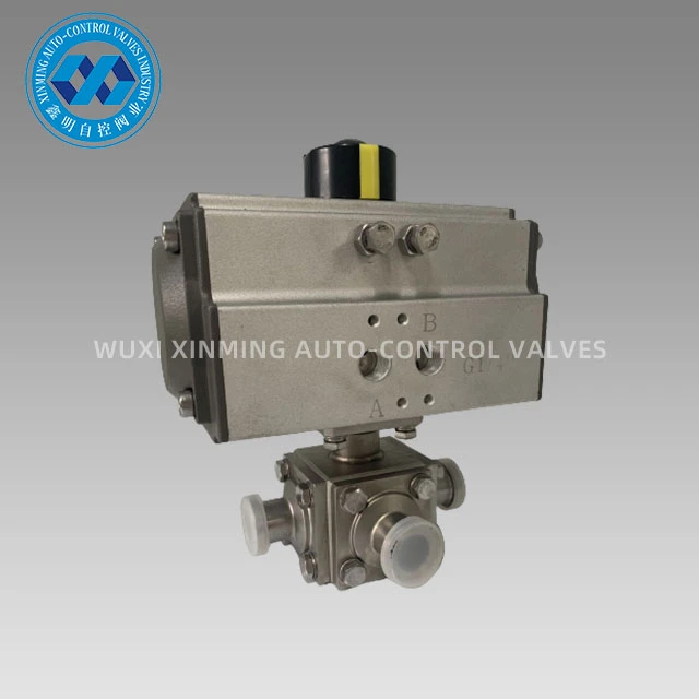 Attwatur pnewmatiku Tri-clamp Three Way Ball Valve