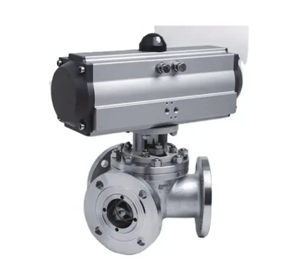 180 Grad Attwatur Pnewmatiku 3 Way Ball Valve, 3 Way Ball Valve B'Attwatur Pnewmatiku